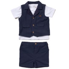 F09154TOD: Boys Waistcoat, T-Shirt & Short Outfit (2-4 Years)