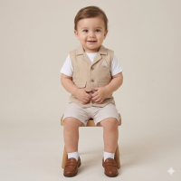 F09155INF: Baby Boys Waistcoat, T-Shirt & Short Outfit (12-24 Months)
