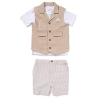 F09155INF: Baby Boys Waistcoat, T-Shirt & Short Outfit (12-24 Months)