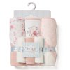 F09649: Baby Floral  6 Piece Hooded Towels & Washcloths Bath Time Set