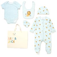 F09716NB: Baby Boys Lion 6 Piece Mesh Bag Gift Set (NB-6 Months)