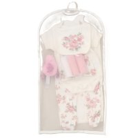 F09759NB: Baby Girls Floral Bird 10 Piece Mesh Bag Gift Set (NB-6 Months)
