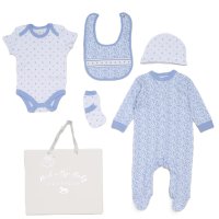 F09885: Baby Girls Floral 6 Piece Mesh Bag Gift Set (NB-6 Months)