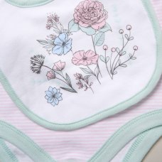 F09888NB: Baby Girls Floral 6 Piece Mesh Bag Gift Set (NB-6 Months)
