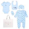 F09893NB: Baby Boys Dinosaurs 6 Piece Mesh Bag Gift Set (NB-6 Months)