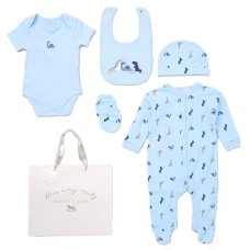 F09893NB: Baby Boys Dinosaurs 6 Piece Mesh Bag Gift Set (NB-6 Months)