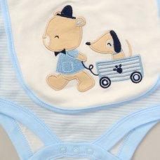 F09894NB: Baby Boys Bear & Puppy 6 Piece Mesh Bag Gift Set (NB-6 Months)