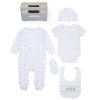 F09898NB: Baby Unisex Elephant 6 Piece Mesh Bag Gift Set (NB-6 Months)