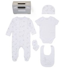 F09901NB: Baby Unisex Elephant 6 Piece Mesh Bag Gift Set (NB-6 Months)
