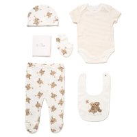 F09904: Baby Unisex Bears 6 Piece Mesh Bag Gift Set (NB-6 Months)