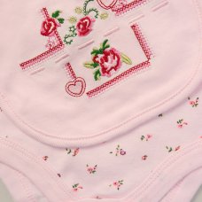 F09906NB: Baby Girls Floral 6 Piece Mesh Bag Gift Set (NB-6 Months)
