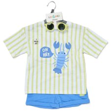 F10023TOD: Boys Lobster T-Shirt, Shorts & Sunglasses Outfit (2-4 Years)