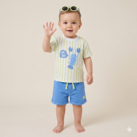 F10023INF: Baby Boys Lobster T-Shirt, Shorts & Sunglasses Outfit (12-24 Months)