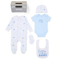 F10097NB: Baby Boys " I Love My Daddy" 6 Piece Mesh Bag Gift Set (NB-6 Months)