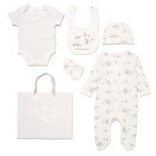 F10099NB: Baby Unisex "We Are The World" 6 Piece Mesh Bag Gift Set (NB-6 Months)