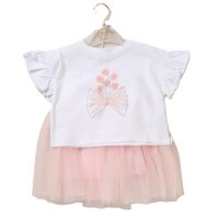 F10289TOD: Girls Flower T-Shirt & Tutu Skirt Outfit (3-5 Years)