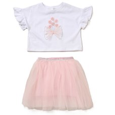F10289TOD: Girls Flower T-Shirt & Tutu Skirt Outfit (3-5 Years)