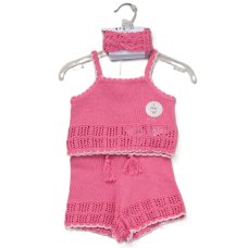 F10381TOD: Girls True Knit Top, Short & Headband Outfit (2-4 Years)