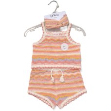 F10383TOD: Girls True Knit Top, Short & Headband Outfit (2-4 Years)