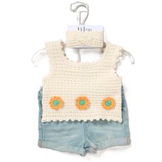 F10389TOD: Girls True Knit Top, Denim Short & Headband Outfit (2-4 Years)