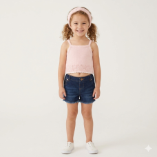 F10390TOD: Girls True Knit Top, Denim Short & Headband Outfit (2-4 Years)