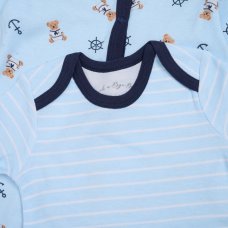 F10396NB: Baby Boys Sailor Bear 6 Piece Mesh Bag Gift Set (NB-6 Months)