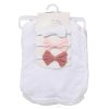 F10511: Baby Embossed Blanket & 3 Headbands Set- White