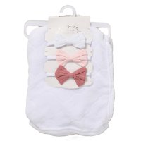 F10511: Baby Embossed Blanket & 3 Headbands Set- White