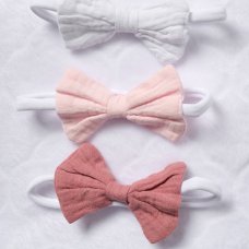 F10511: Baby Embossed Blanket & 3 Headbands Set- White