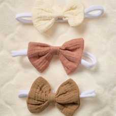 F10512: Baby Embossed Blanket & 3 Headbands Set- Cream