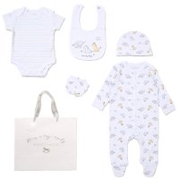 F10617NB: Baby Unisex "Im New Here" 6 Piece Mesh Bag Gift Set (NB-6 Months)