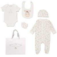 F10646NB: Baby Unisex Giraffe 6 Piece Mesh Bag Gift Set (NB-6 Months)