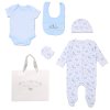 F10647NB: Baby Boys Animal Train 6 Piece Mesh Bag Gift Set (NB-6 Months)