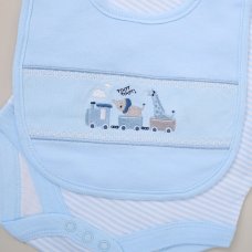 F10647NB: Baby Boys Animal Train 6 Piece Mesh Bag Gift Set (NB-6 Months)