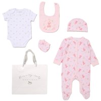 F10650NB: Baby Girls Teddy Princess 6 Piece Mesh Bag Gift Set (NB-6 Months)