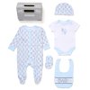 F10683NB: Baby Boys "Baby" 6 Piece Mesh Bag Gift Set (NB-6 Months)