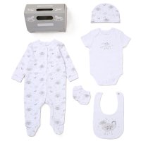F10688NB: Baby Unisex "Hello Little One" 6 Piece Mesh Bag Gift Set (NB-6 Months)