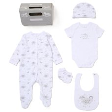 F10688NB: Baby Unisex "Hello Little One" 6 Piece Mesh Bag Gift Set (NB-6 Months)
