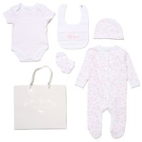 F10705NB: Baby Girls Elephant 6 Piece Mesh Bag Gift Set (NB-6 Months)