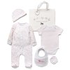 F10705NB: Baby Girls Elephant 6 Piece Mesh Bag Gift Set (NB-6 Months)