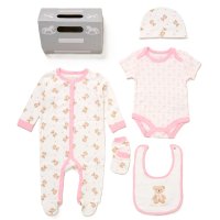 F10707NB: Baby Girls Little Bear 6 Piece Mesh Bag Gift Set (NB-6 Months)