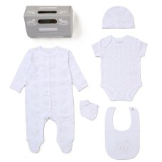 F10709NB: Baby Girls Bunny 6 Piece Mesh Bag Gift Set (NB-6 Months)