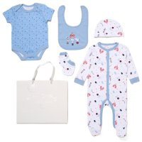 F10711NB: Baby Boys Circus 6 Piece Mesh Bag Gift Set (NB-6 Months)