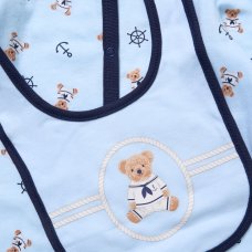 F10712NB: Baby Boys Sailor Bear 6 Piece Mesh Bag Gift Set (NB-6 Months)