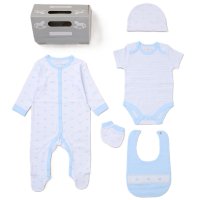 F10713NB: Baby Boys Crown 6 Piece Mesh Bag Gift Set (NB-6 Months)