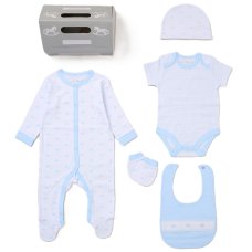 F10713NB: Baby Boys Crown 6 Piece Mesh Bag Gift Set (NB-6 Months)