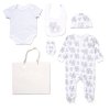 F10719NB: Baby Unisex Elephant 6 Piece Mesh Bag Gift Set (NB-6 Months)