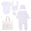 F10736NB: Baby Girls Floral 6 Piece Mesh Bag Gift Set (NB-6 Months)