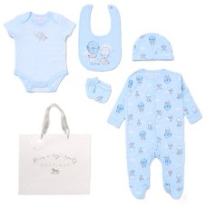 F10737NB: Baby Boys "Up, Up & Away 6 Piece Mesh Bag Gift Set (NB-6 Months)