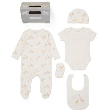 F10738NB: Baby Unisex Giraffe 6 Piece Mesh Bag Gift Set (NB-6 Months)